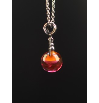 Collier court perle rose & caramel – Verre filé artisanal et acier inoxydable