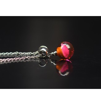 Collier court perle rose &...