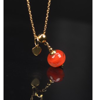 Collier court perle rouge &...
