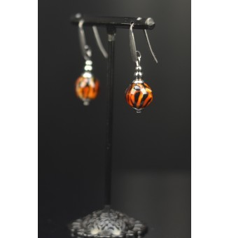 Boucles d’oreilles Léopard en perles de verre filé – Capsule Léopard – Acier inoxydable argenté