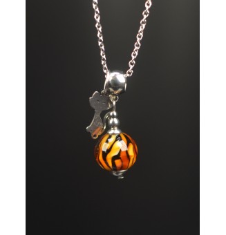 Collier court perle léopard...