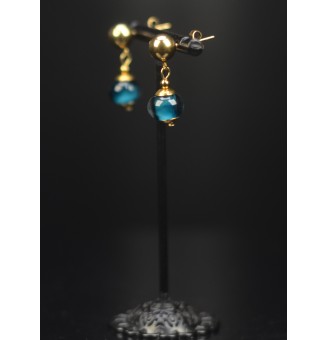 Boucles d’oreilles en verre filé bleu pétrole – Acier inoxydable – Édition limitée