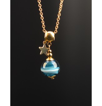 Collier court doré bleu...