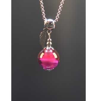 Collier court perle rose & violine – Verre filé artisanal et acier inoxydable