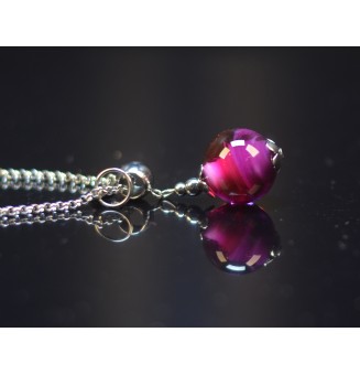 Collier court perle rose & violine – Verre filé artisanal et acier inoxydable