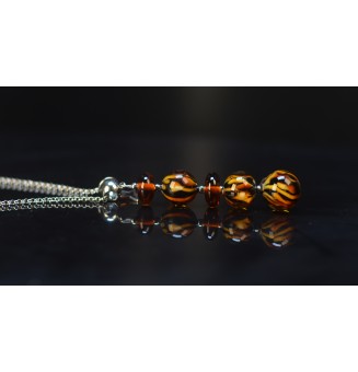 Collier "Éclat de Joie "LEOPARD" en perles de verre filé - acier inoxydable