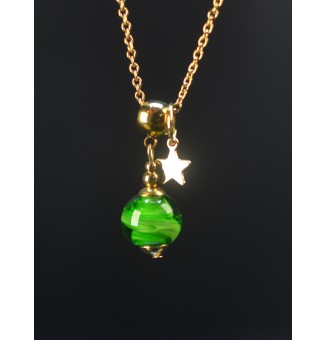 Collier court doré Vert...