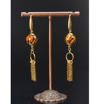 Boucles d’oreilles Léopard en perles de verre filé – Capsule Léopard – Acier inoxydable argenté