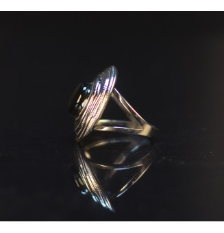 Bague en Verre Filé au Chalumeau "NOIR "  - acier INOXYDABLE