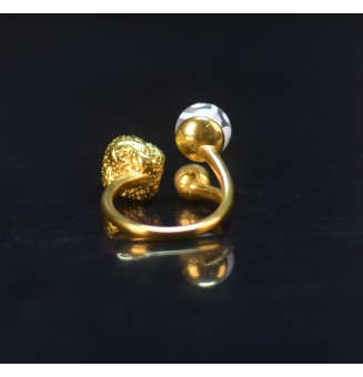 Bague réglable acier inoxydable avec perle de verre – Nouveau modèle - blanc