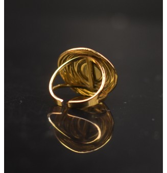 Bague en Verre Filé au Chalumeau "VERT ROSETTA"  - acier INOXYDABLE doré