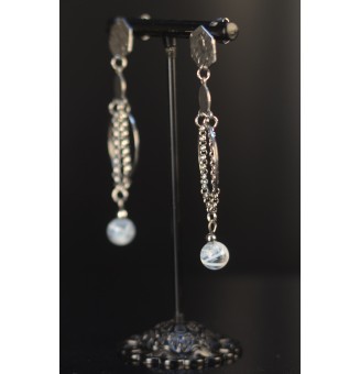 Boucles d’Oreilles en Verre BLANC - Élégance - par Liloo Créations