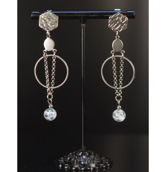 Boucles d’Oreilles en Verre BLANC - Élégance - par Liloo Créations