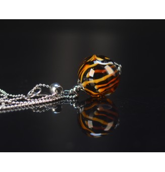 Collier long & perle de verre LEOPARDE – création artisanale