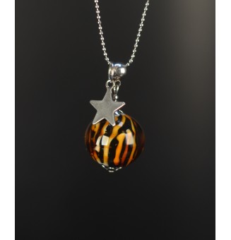 Collier long & perle de verre LEOPARDE – création artisanale