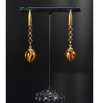 Boucles d’oreilles Léopard en perles de verre filé – Capsule Léopard – Acier inoxydable argenté