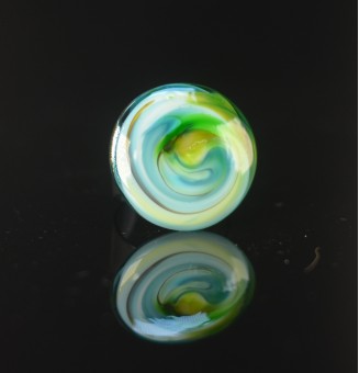 Bague en Verre Filé au Chalumeau "bleu vert"  - acier INOXYDABLE