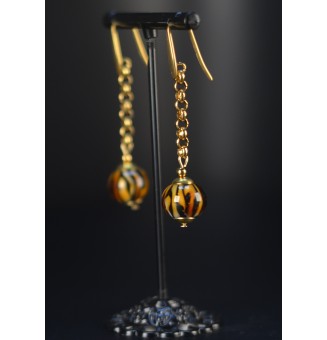 Boucles d’oreilles Léopard en perles de verre filé – Capsule Léopard – Acier inoxydable argenté