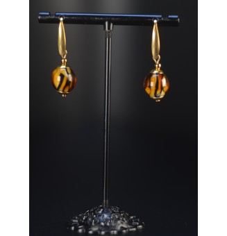Boucles d’oreilles Léopard en perles de verre filé – Capsule Léopard – Acier inoxydable argenté