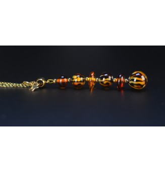 Collier "Éclat de Joie "LEOPARD" en perles de verre filé - acier inoxydable