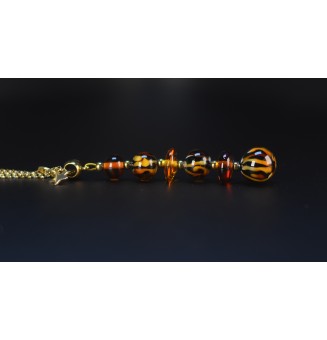 Collier "Éclat de Joie "LEOPARD" en perles de verre filé - acier inoxydable