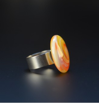 Bague en Verre Filé au Chalumeau "multicolore"  - acier INOXYDABLE
