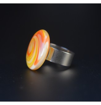 Bague en Verre Filé au Chalumeau "multicolore"  - acier INOXYDABLE