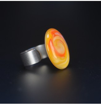 Bague en Verre Filé au Chalumeau "multicolore"  - acier INOXYDABLE