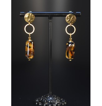 Boucles d’oreilles Léopard en perles de verre filé – Capsule Léopard – Acier inoxydable argenté