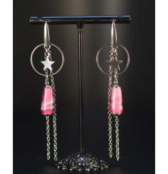 Boucles d’oreilles roses  –...