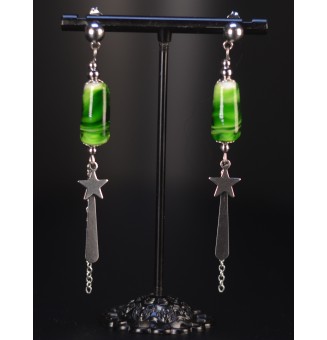 Boucles d’Oreilles en Verre Vert rosetta - Élégance - par Liloo Créations