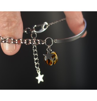 Bracelet demi-jonc Léopard – Perles de verre filées au chalumeau