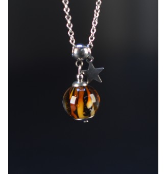 Collier court perle léopard...