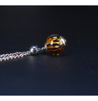 Collier court perle léopard & étoile – Verre filé et acier inoxydable