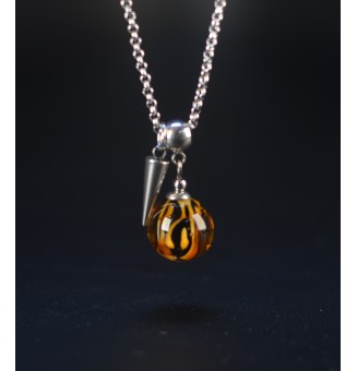 Collier court perle léopard...