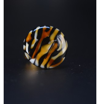 Bague cabochon léopard en verre filé – Acier inoxydable doré réglable