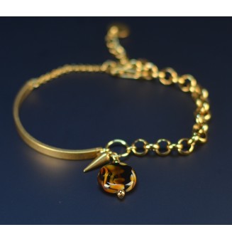 Bracelet demi-jonc Léopard – Perles de verre filées au chalumeau