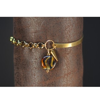 Bracelet demi-jonc Léopard – Perles de verre filées au chalumeau