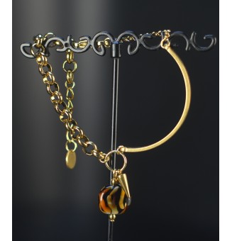 Bracelet demi-jonc Léopard – Perles de verre filées au chalumeau