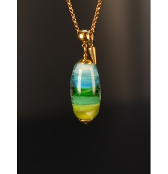 Collier VERT BLEU en verre...
