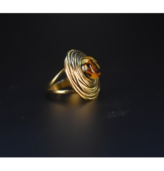 Bague en Verre Filé au Chalumeau "Léopard"  - acier INOXYDABLE doré
