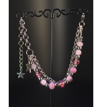 Bracelet multi-rangs en acier inoxydable et perles de verre filé – Modèle Unique