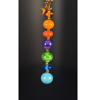 Collier "Éclat de Joie" "Multicolore" en perles de verre filé - acier inoxydable doré