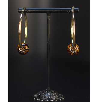 Créoles Léopard Dorées – Perles de Verre Artisanales - acier inoxydable doré