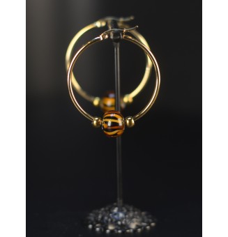 Créoles Léopard Dorées – Perles de Verre Artisanales - acier inoxydable doré
