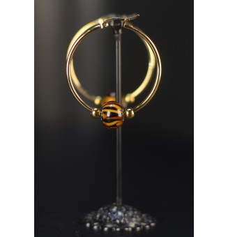 Créoles Léopard Dorées – Perles de Verre Artisanales - acier inoxydable doré