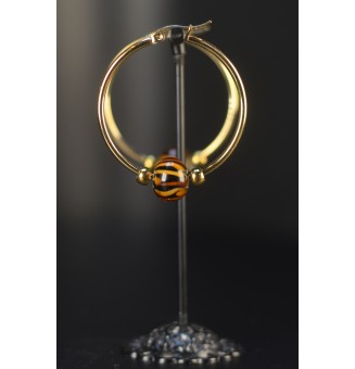 Créoles Léopard Dorées – Perles de Verre Artisanales - acier inoxydable doré