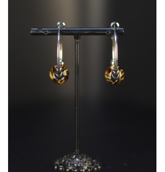 Créoles Léopard Dorées 3 cm– Perles de Verre Artisanales - acier inoxydable argenté