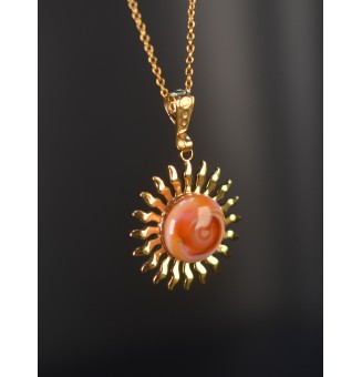 Collier Soleil MULTICOLORE en Acier Inoxydable doré avec Perle de Verre Filé 45+3 cm