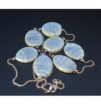 Collier Perles bleu tye and die clair  – Élégance Texturée & Lumière Douce